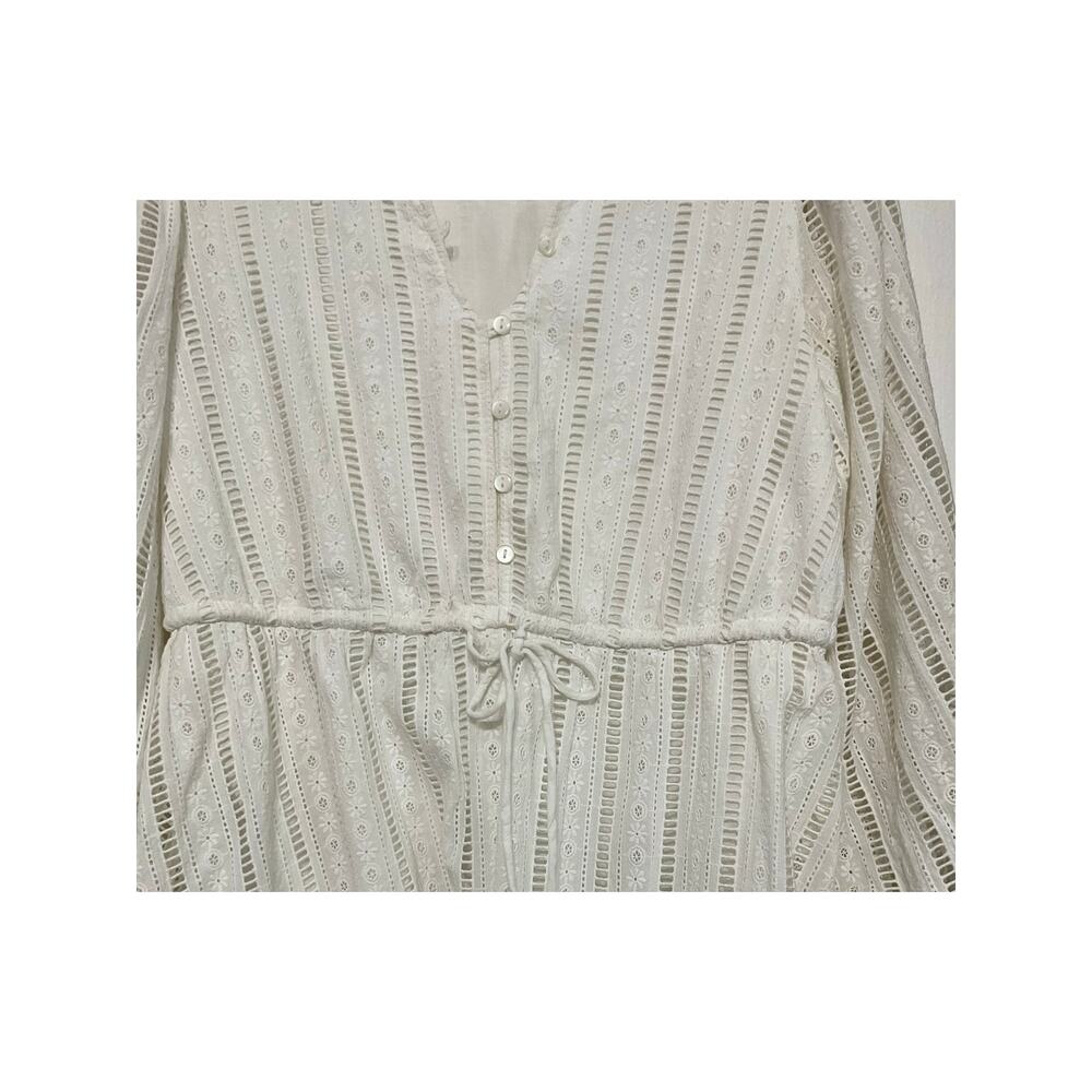 Anthropologie Forever that Girl Eyelet Long Sleeve Mini-Dress Sz Small Tie Waist - Picture 9 of 9